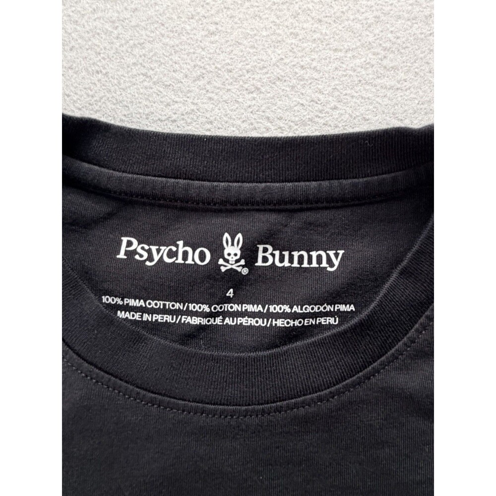 Psycho Bunny Black Long Sleeve Pima Cotton Tee Small 4 Embroidered Logo Back - Picture 5 of 11